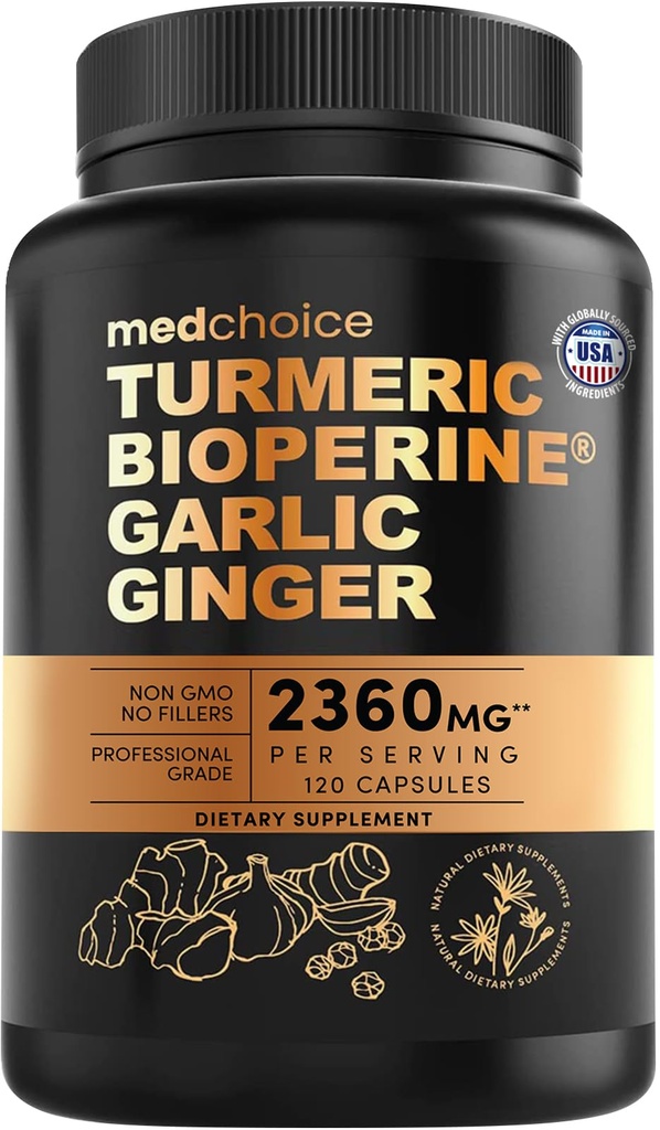 4-in-1 Kurkuma en Knoflook Supplementen met BioPerine 
