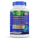 Probiotica Prebiotica Postbiotica Digestieve enzymen 4 in 1 Formule 60 Tellen (pakket van 1)