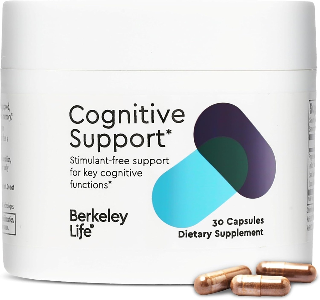 Berkeley Life Cognitive Support Supplement for Memory & Focus - Brain Health Supplements ondersteunt geheugenverlies, geestelijke helderheid, onvermogen om multitask & Loss of Speed - voor volwassenen - 30 capsules