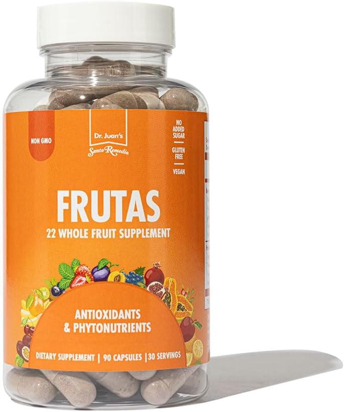 Santo Remedio Frutas, 22 Whole Fruit Dieetsupplement, Antioxidanten en Phytonutriënten, 90 Capsules, 30 dagen Serveren