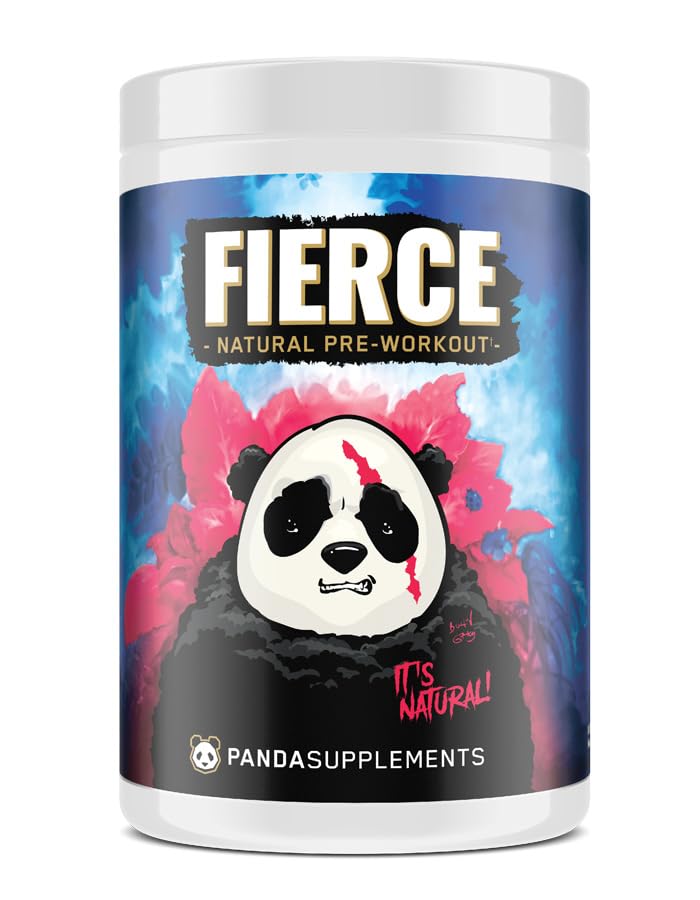 Underground Bio Labs Panda Supps Fierce: Natural Pre-workout met Zero Artificial Ingredients en 300mg natuurlijk gegenereerd Cafeïne voor schone energie en focus (30 Servings)(Fierce Berry)