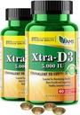 America Medic & Science Xtra D3 Vitamine D 5.000 IE (125 mcg)Cholecalciferol Supplement for Men & Women(120Easy to Swallow Softgels) 2pack