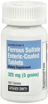 Ferrous Sulfate 325mg Enteric-Coated Tablets 100 Tellen