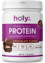 Holy & Co. Plant Based Protein Blend Shake, Glutenvrije Chocolade smaak, Kosher, voor mannen en vrouwen, 2 miljard Probiotica, Monk Fruit Sugar- 16 oz (1 LB)