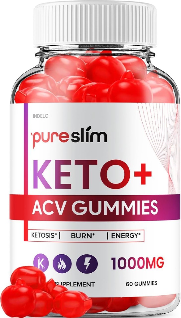 Pure Slim Keto ACV Gummies - Geavanceerde Formule PureSlim Keto Plus ACV Gummies Apple Cider Vinegar Pure Slim ACV Gummies Dieetsupplement Beoordelingen Mannen Vrouwen (60 Gummies)