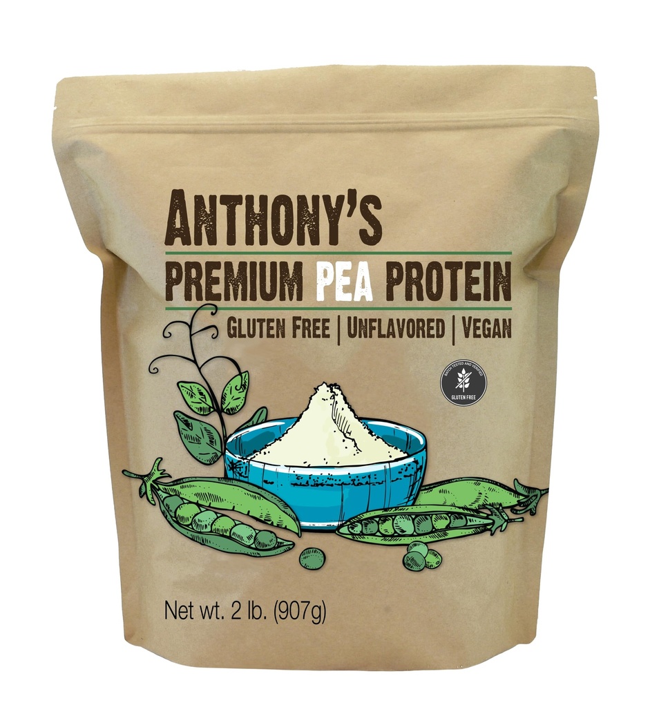 Anthony's Premium Pea Proteïne, 2 lb, Plantenbasis, Glutenvrij, Unflavored, Veganistisch, Keto Friendly, Gemaakt van erwten