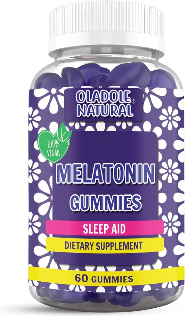 Oladole Natural Sleep Complex 86mg Extra Sterkte Melatonine, L-Theanine, Passiflora, 5-HTP, Ghana Zaad uit zonder ..Sleep Support bevordert ontspannen & vallen slaap sneller - 60 Gummies, druivensmaak