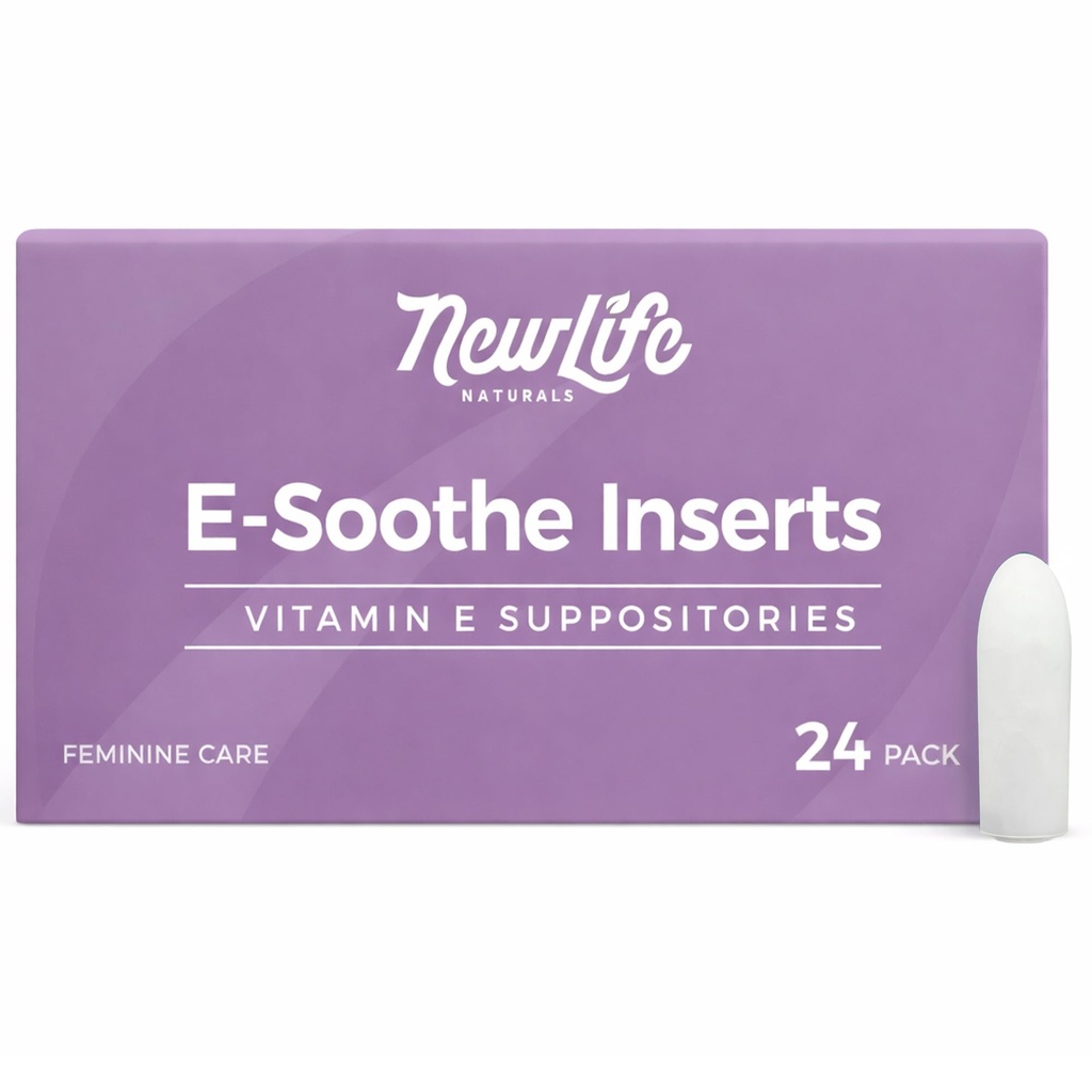 NewLife Naturals Vitamin E Suptinitories 38IE - Vaginale droogheid Irritatie Menopauze Atrofee Relief - Alle Natuurlijke Estrogeen Vrije Vrouwelijke Care - 24 Invoegsels