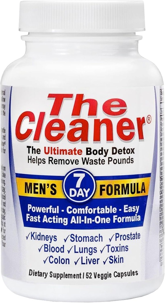 Centuryn Systems De Cleaner Detox, 7-dagen Complete Interne Reiniging Formule voor Mannen, Ondersteuning Digestieve Gezondheid, 52 Vegetarische Capsules