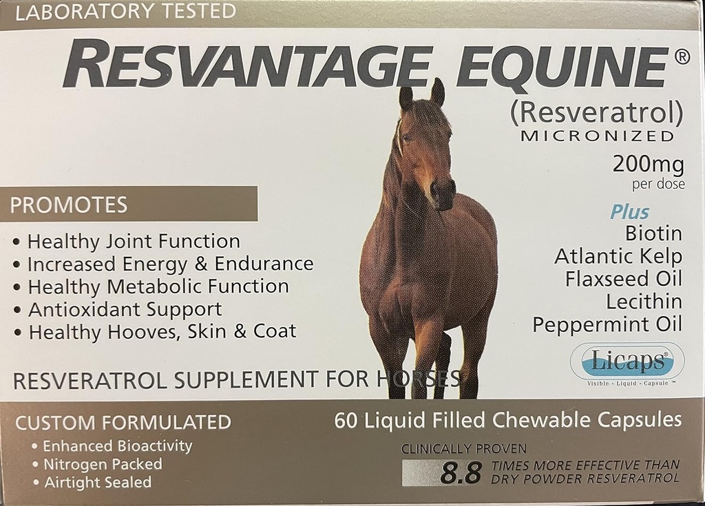 Equine Supplement 60 kauwbare resveratrol Liquid Filled Capsules voor paarden