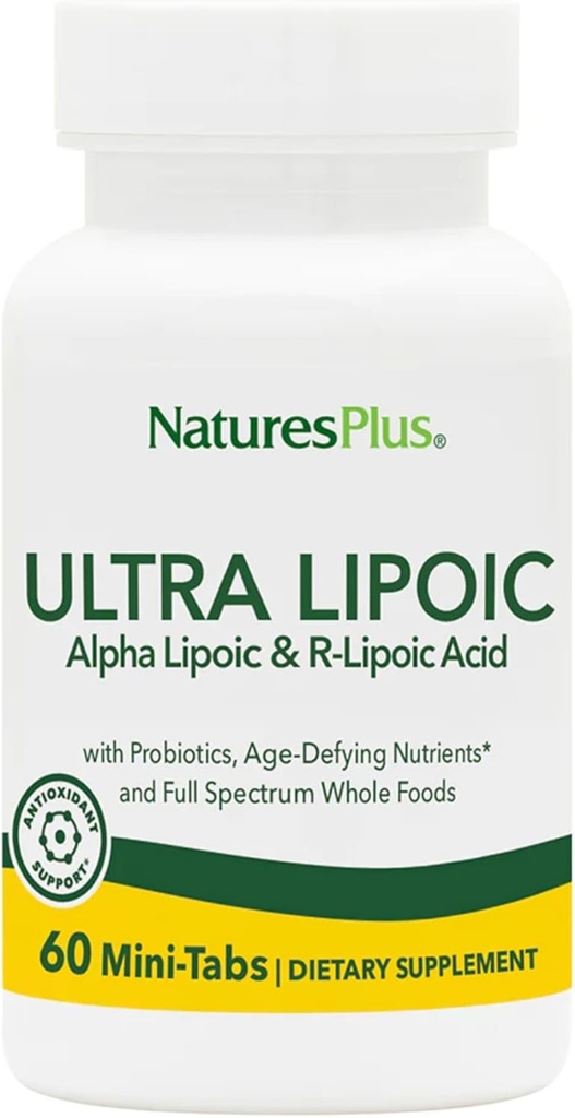 Natures Plus Ultra Lipoic - 60 Bi-Layered Mini-Tabs - Supports Free Radical Defenses with Probiotics, Nutrients & Whole Food Concentrates - Gluten Free - 30 Servings