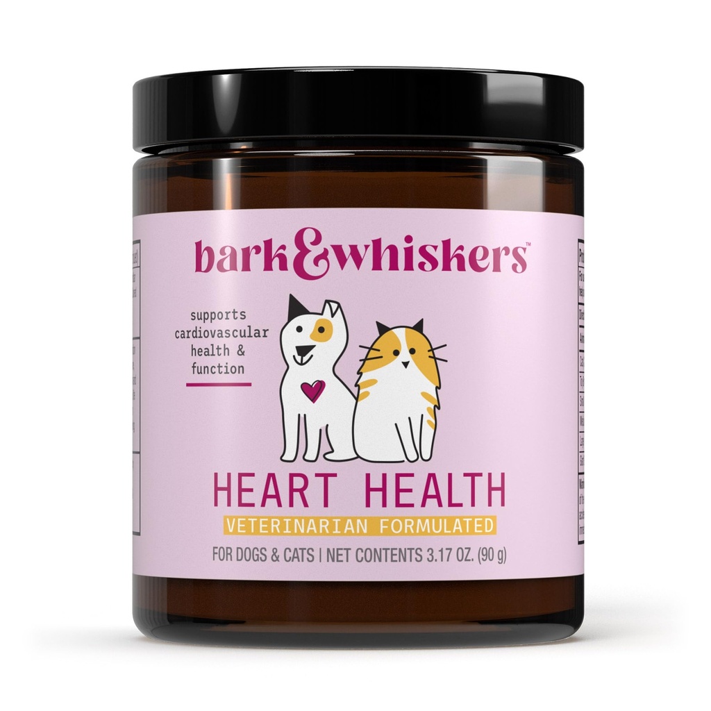 Bark & Whiskers Heart Health for Dogs & Cats, 3,17 oz. (90g), 90 scoops, Cheddar Cheese Flavor, ondersteunt Cardiovasculaire gezondheid en functie, dierenarts geformuleerd, niet-GMO, Dr. Mercola