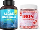 Veganistische ijzer Gummies & Plant Based Algen Omega 3 1200mg Supplement