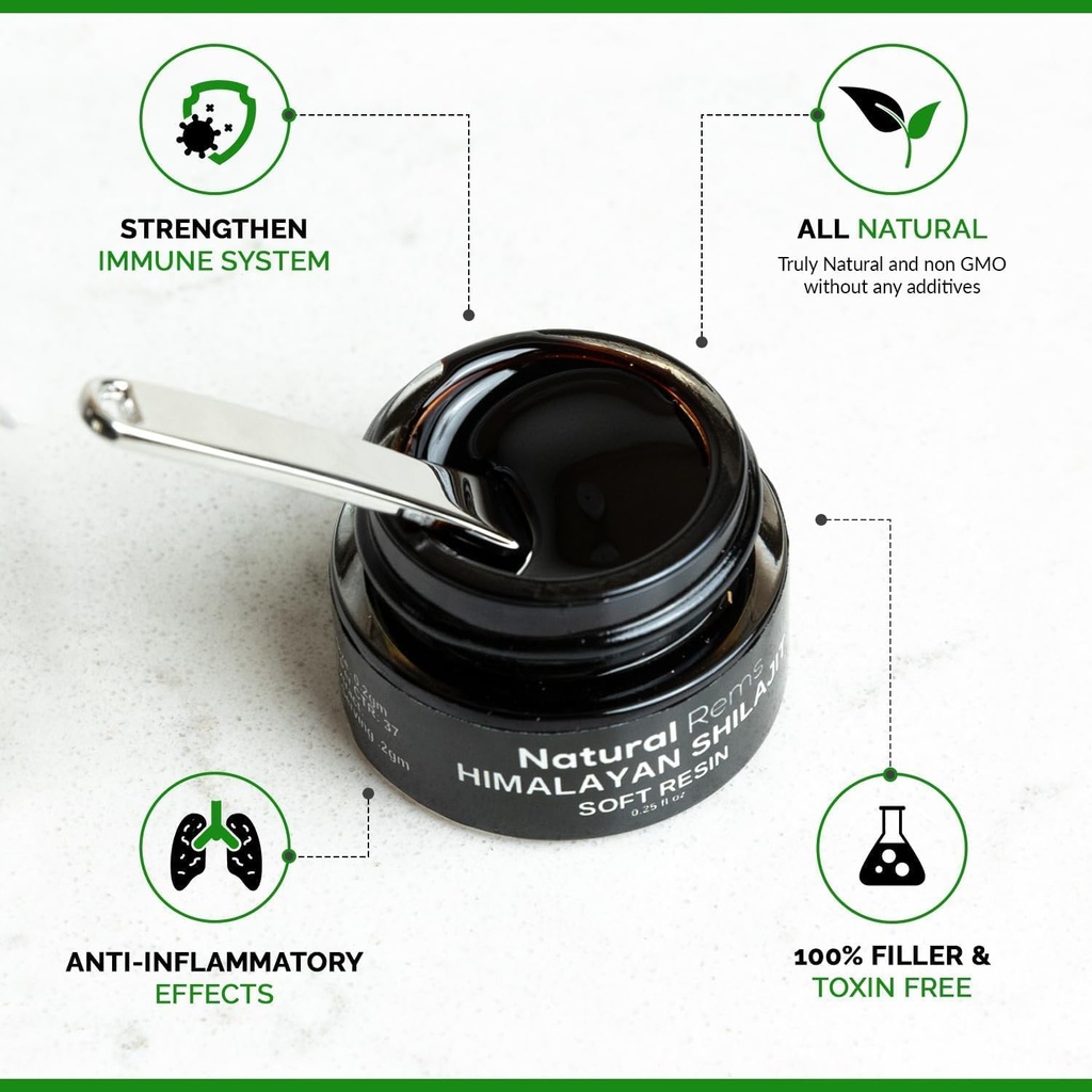 Natural Rems Organic Shilajit - Shilajit Pure Himalaya Organic - Pure Shilajit Fulvic Acid Supplement - Shilajit Energy and Focus Supplement - Holistic Health Supplements...