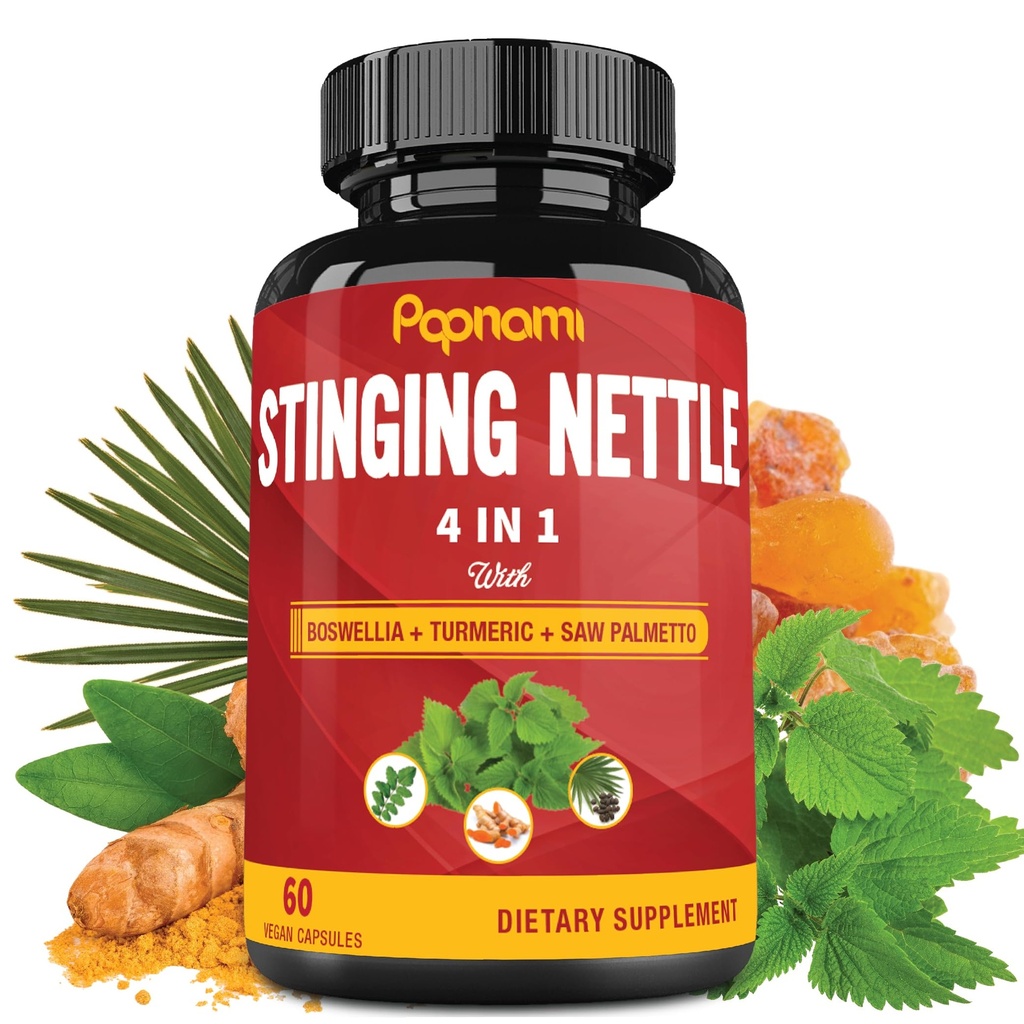 Stinging Nettle Extract Capsules with Boswellia, Turmeric & Saw Palmetto - 2 Month Supply for Joint, Body Management, Skin, Hair & Immunity