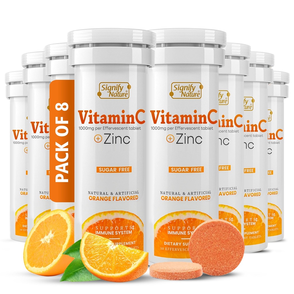 SIGNIFY NATUUR Vitamine C 1000mg Bruistabletten - Krachtige Immune Support VIT C met Zinksupplement - Suikervrije en Veganistische Formule 