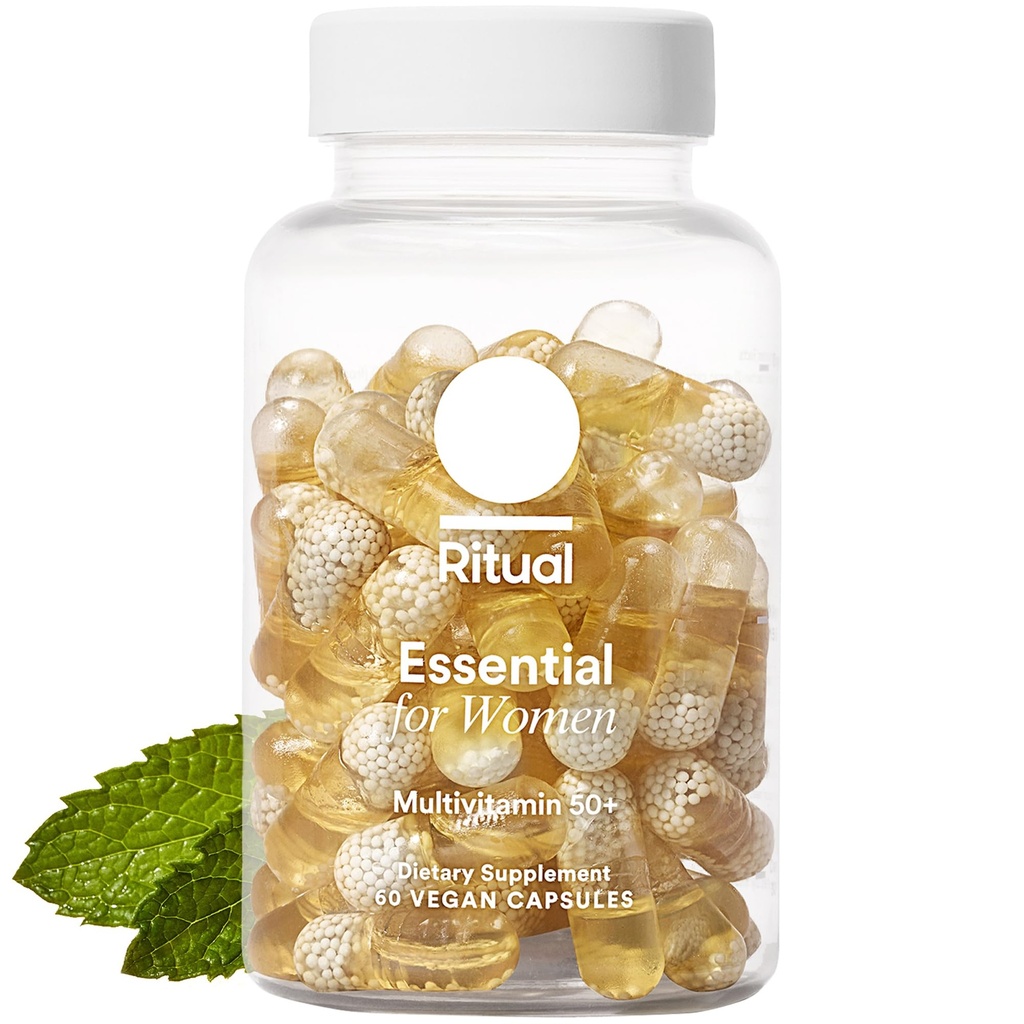 Rituele multivitamine voor vrouwen 50+, Menopauzesupplementen met vitamine D3, K2 en Magnesium voor botondersteuning*, Omega-3 DHA, Vitamine B12, Non-GMO, Mint Essenced, 30 Day Supply, 60 Vegan Capsules