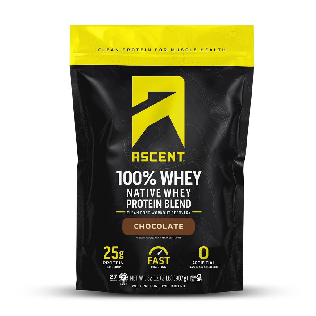 Stijgen 100% Wei Proteïne Poeder - Post workout Wei Proteïne Isolaat, Zero kunstmatige smaken en zoetstoffen, Glutenvrij, 5.5g BCAA, 2.6g Leucine, Essentiële Aminozuren, Chocolade 2 lb