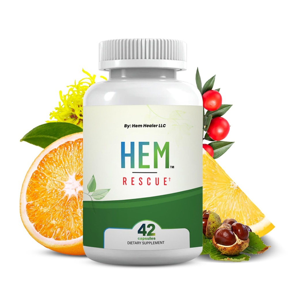 Hem Rescue Hemorroid Treatment Supplement - Alle natuurlijke, vermindert ongemak & Zwelling, verhoogt de bloedstroom, Oral Botanical Blend, Made in USA - (1 Bottle Pack)