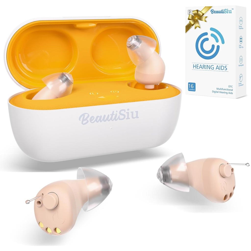 Hearing-Aids – Premium Rechargeable Hearing-Aid for Elder/Senior Hearing Loss with Superior Noise Cancellation, Invisible Hearing Aids with Charging Case, Long Lasting Up to 150hrs