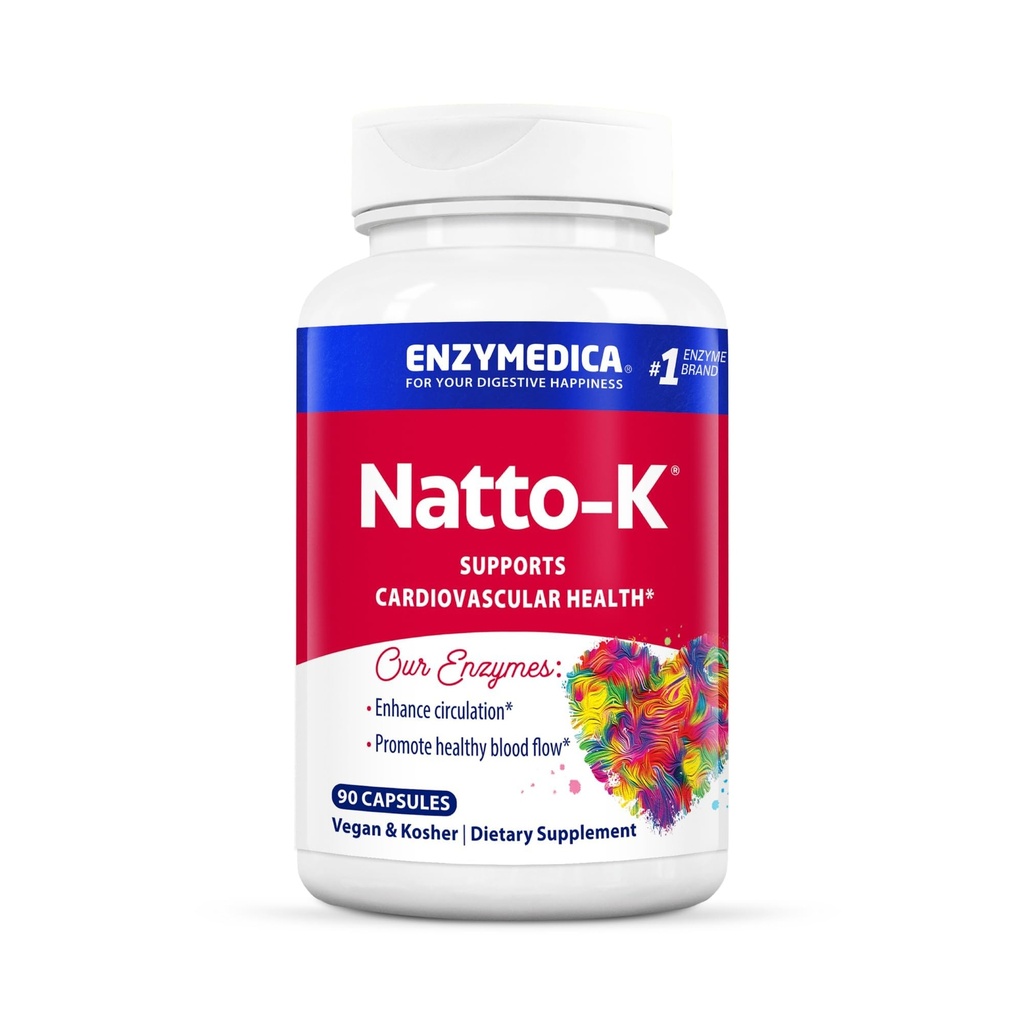 Enzymedica, Natto-K, Nattokinase Supplement, bevordert de gezondheid en circulatie van het hart, 90 Tellingen
