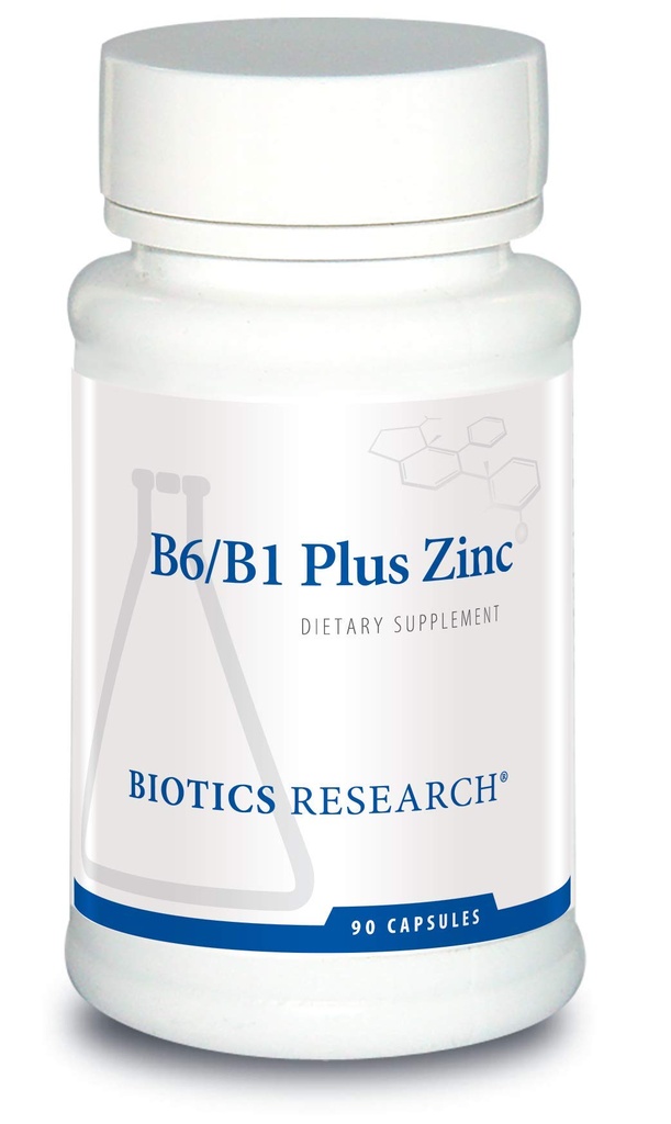 Biotica Onderzoek B6 B1 Plus Zink Supplies Actieve vormen van B Vitaminen, 5mg Zeer biologisch beschikbare vorm van zink, Hulpmiddelen in activiteit van meer dan 300 Verschillende zink Afhankelijke enzymen 90 Capsules