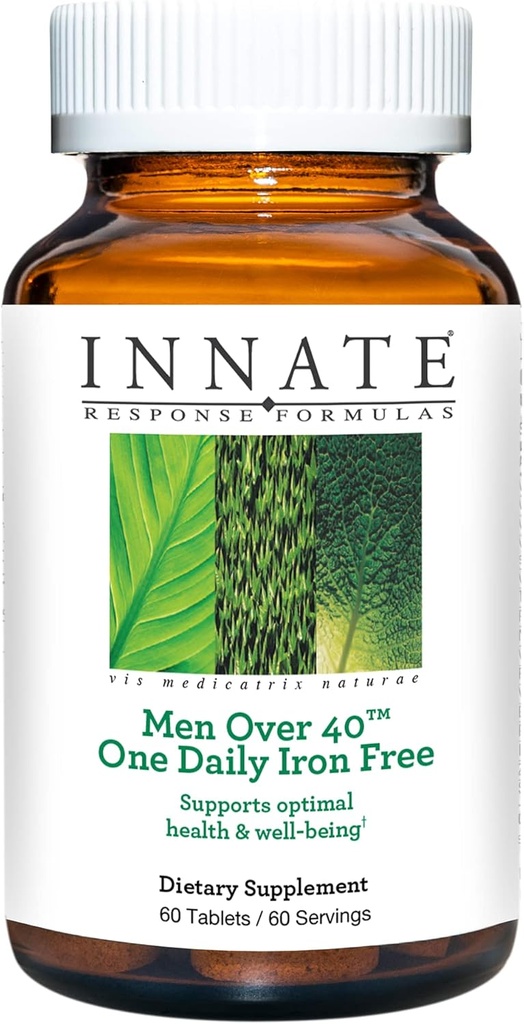 INNATE responsformules Mannen boven de 40 één dagelijkse ijzervrij - dagelijks multivitamine voor mannen 40+ - ijzervrij - met B-vitaminen - vegetarisch, niet-GMO - made without 9 Food Allergenen - 60 count (60 servers)