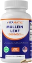 Vitamatic Mullein Leaf 1000mg per portie - Ondersteunt gezonde ademhaling, bronchiale en immuunfunctie - 200 capsules