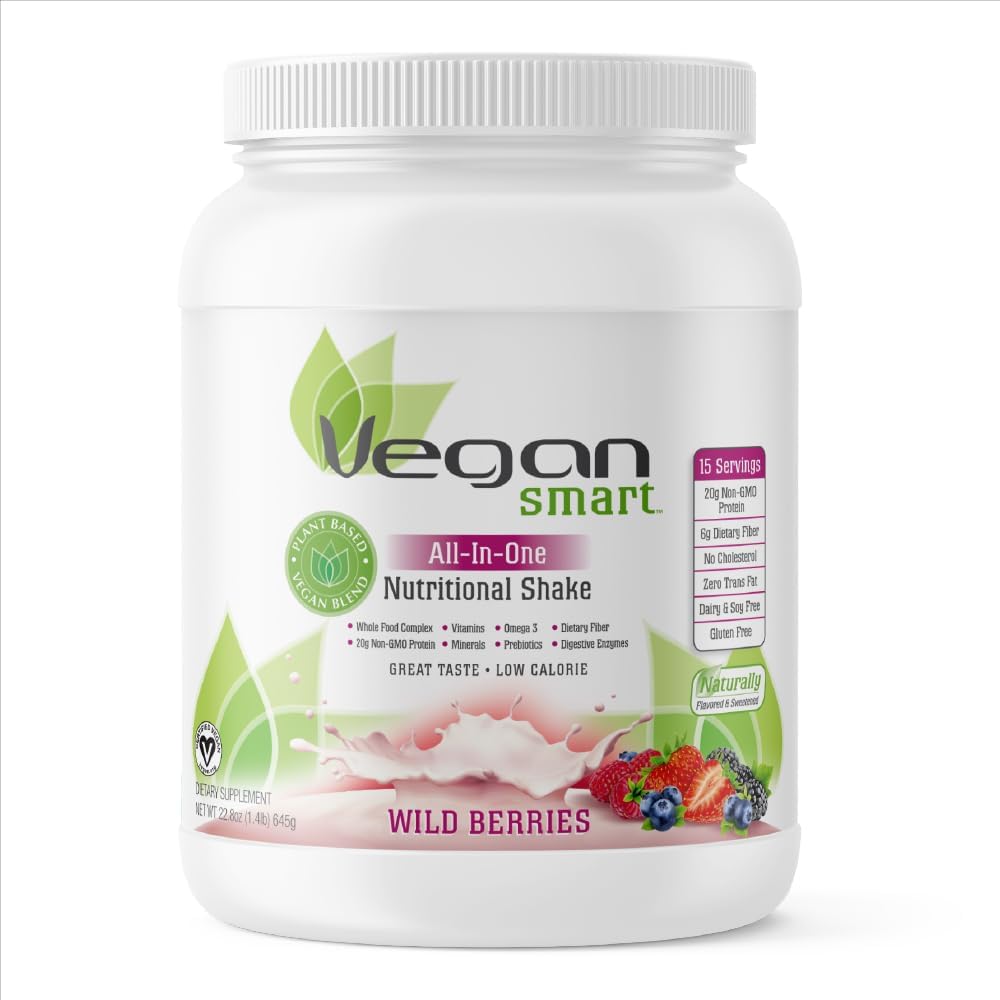Vegasmart Naturade Plant Based Vegan Protein Powder - All-in-One Nutritional Shake Proteine Blend - Glutenvrij & Non-GMO - Wilde Bessen (15 porties)