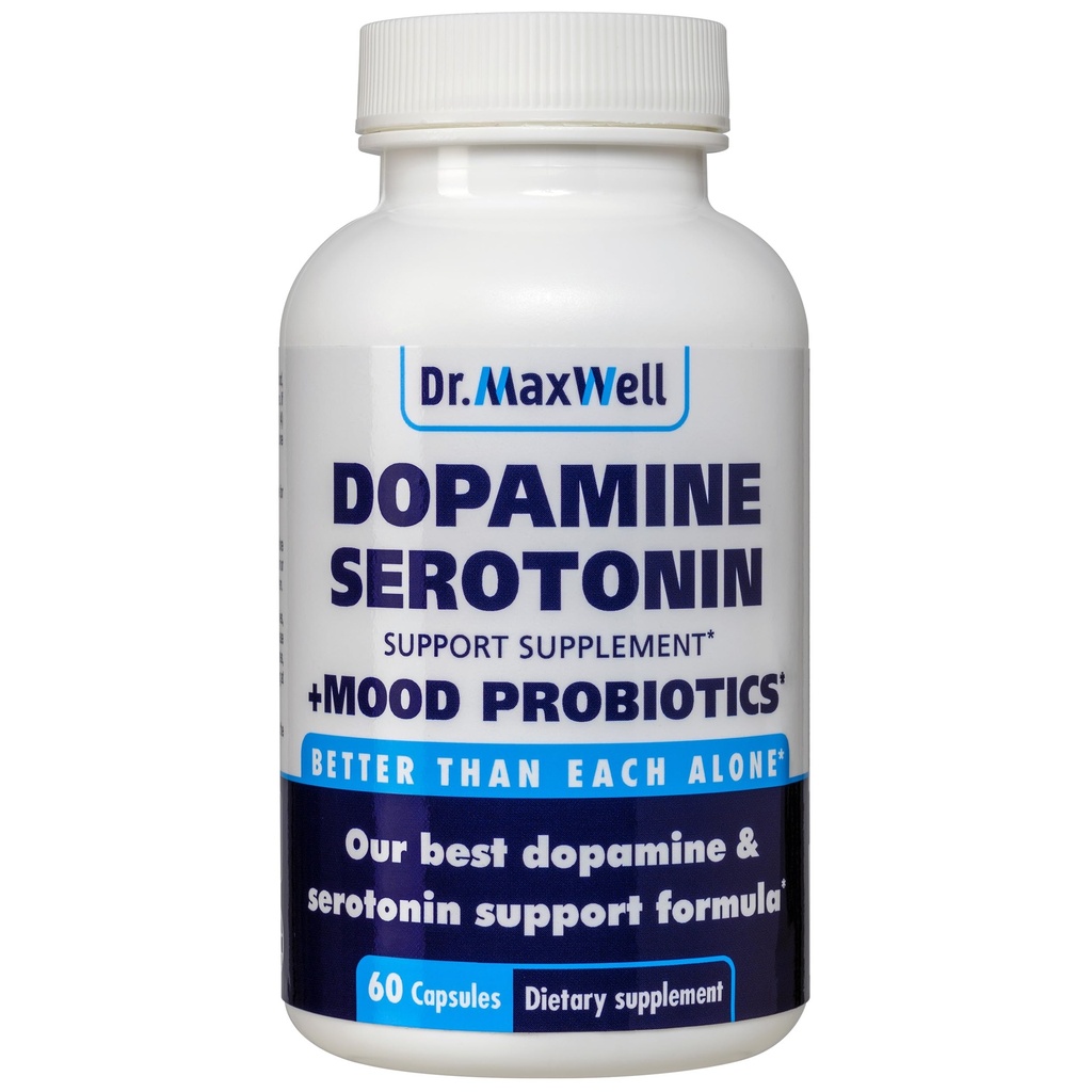 Serotonine en Dopamine Supplementen met Mood Probiotica, 5in1 Ondersteuning voor (1) Dopamine (2) Serotonine (3) Mood (4) Ontspanning (5) Focus & Hersenen, 60 capsules