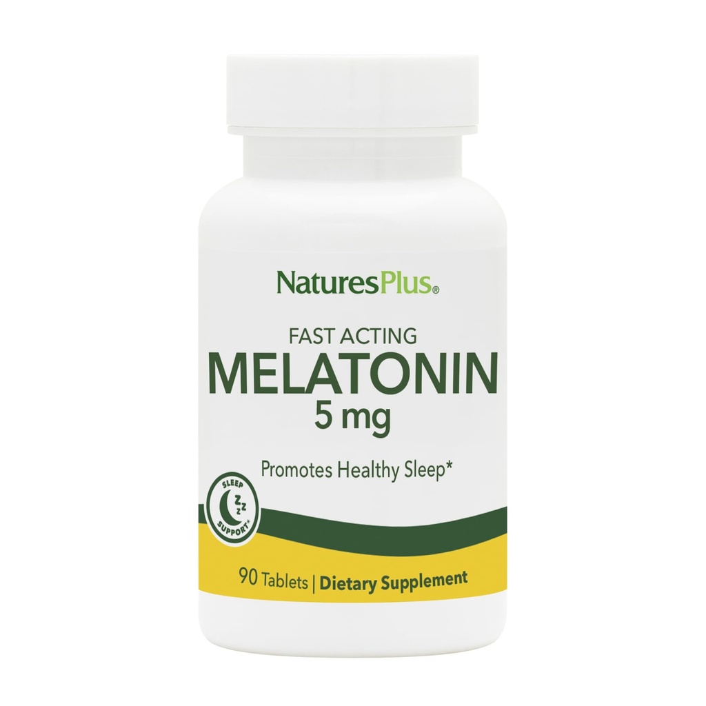 Natures Plus Melatonine 5 mg - 90 snelwerkende tabletten - Veganistisch, Glutenvrij - 90 porties