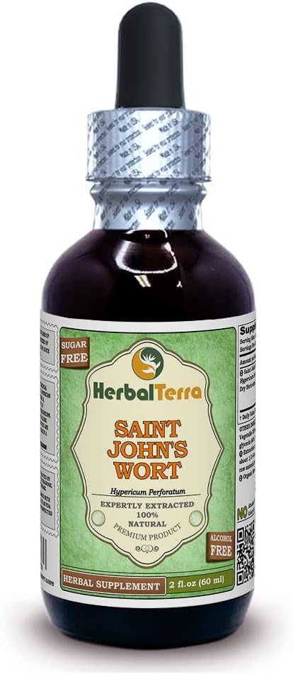 Sint-Janskruid (Hypericum Perforatum) Glyceriet, biologisch gedroogd Kruidenalcoholvrij vloeibaar Extract 2 oz