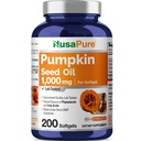 NusaPure Pumpkin Seed Oil 1000mg 200 Softgel Capsules (Non-GMO, Soyfree) Natuurlijk voorkomende Phytosterolen