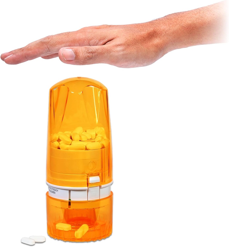 Pillendispenser - Medicatiehouder voor volwassenen en senioren - Lock Feature - Artritis Vriendelijk - Een duw, een pil - moeiteloos & Hygienic - 75 ronde tabletten