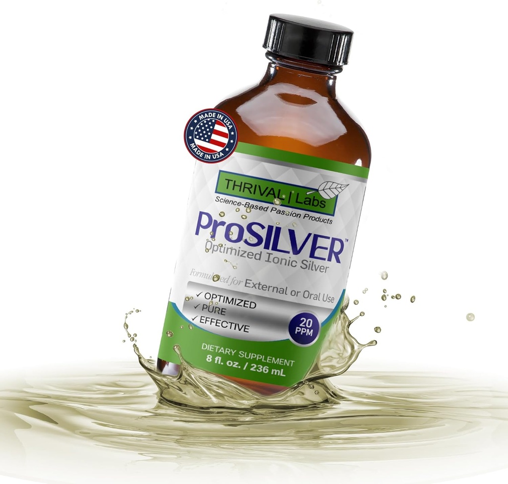 Ionische Colloïdale Silver Liquid 20 PPM Bio Actief voor Immune Ondersteuning Glasfles 8oz Biologische Supplement