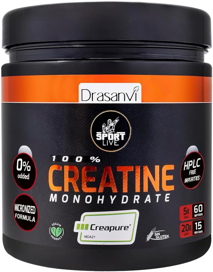 DRASANVI Sport Live 10.58 Ounce Creatine Monohydraat Poeder - Versterkt en verhoogt uw spieren - zonder allergenen - Neutrale smaak - Pure en effectieve samenstelling