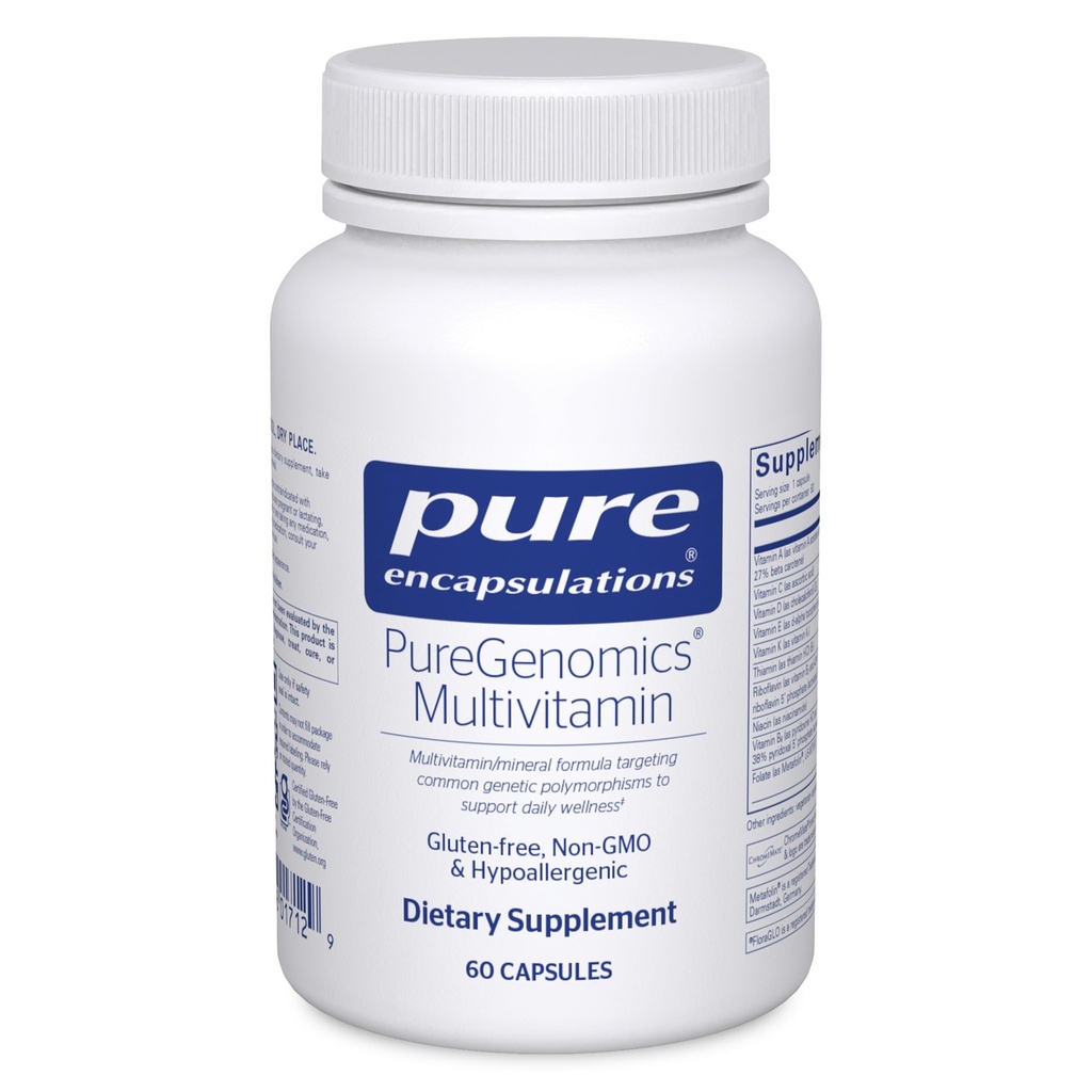 Pure Encapsulations PureGenomics Multivitamine - Supplement to Support Nutriënt Requirements of Common Genetic Variations - with Vitamine A,B,C,D,E, K & Minerals - 60 Capsules