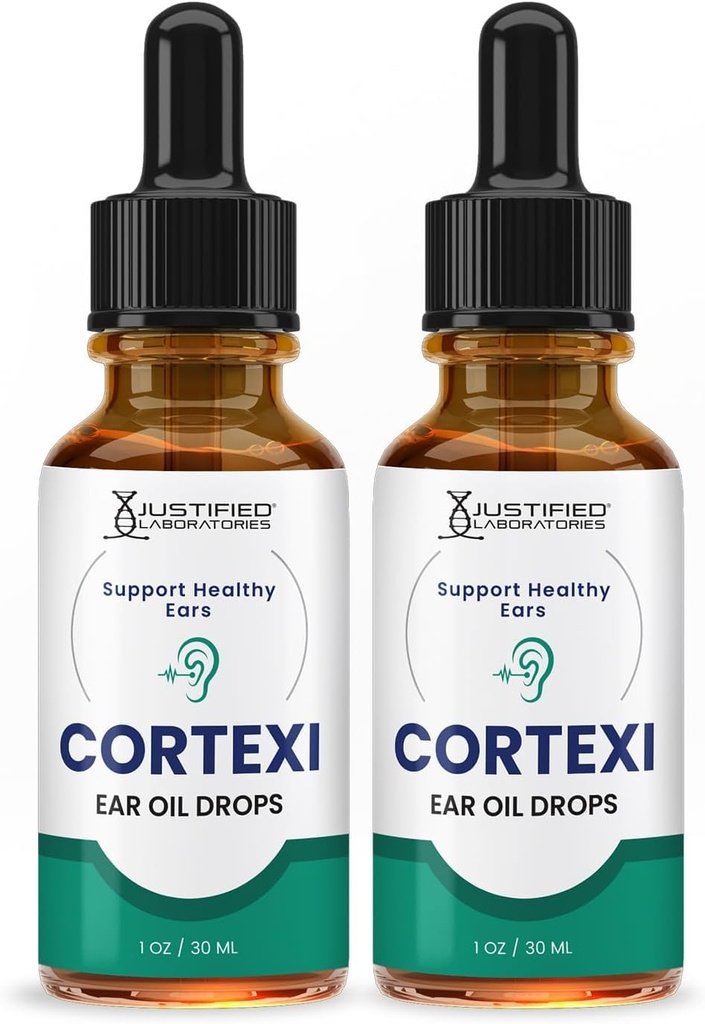Justified Laboratories (2 Pack) Cortexi Ear Drops Cortexi Healthy Eardrum Oil Supports Healthy Ears Premium Blend of Essential Oils 2 Bottles