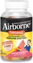 Airborne Vitamine C 750mg (per portie) Gesorteerde fruitsmaak Gummies (42 Tel in een fles), Glutenvrije immuunsupport Supplement met vitamines A C E, Selenium, Echinacea & Gember