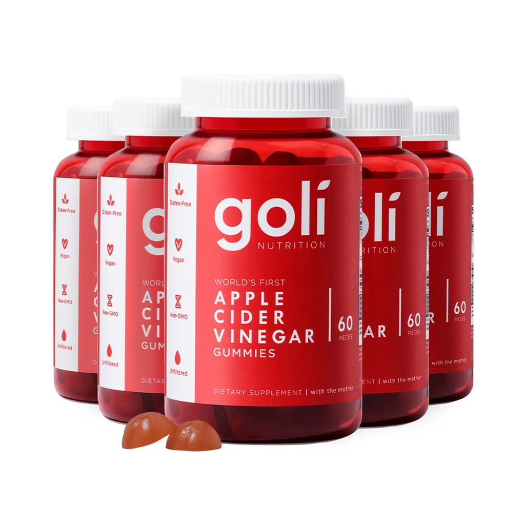 Goli Apple Cider Vinegar Gummy Vitaminen - 300 Tel - Vitamine B12, Gelatinevrij, Glutenvrij, Veganistisch & niet-GMO