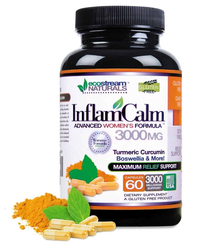 Women's Formula 3000 InflamCalm Advanced with Turmeric, Curcumin, Enzymes and Boswellia. Vegetarian, Gluten Free - (Packaging May Vary)