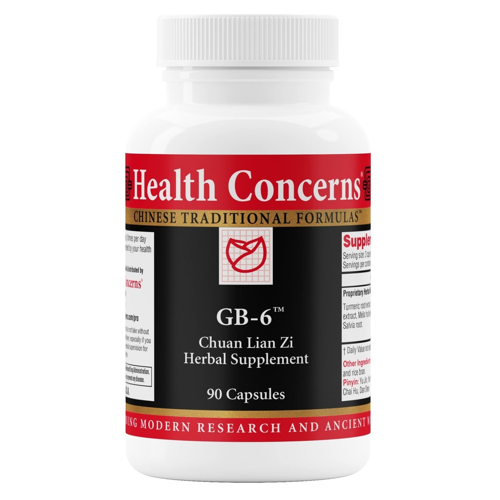 Health Concerns GB-6 – Gallbladder Support Supplement – Chuan Lian Zi Herbal Formula – Natural Gallstone Support – Bupleurum, Turmeric, Dandelion Root Extracts– Chinese Herbal Capsules – 90 Capsules