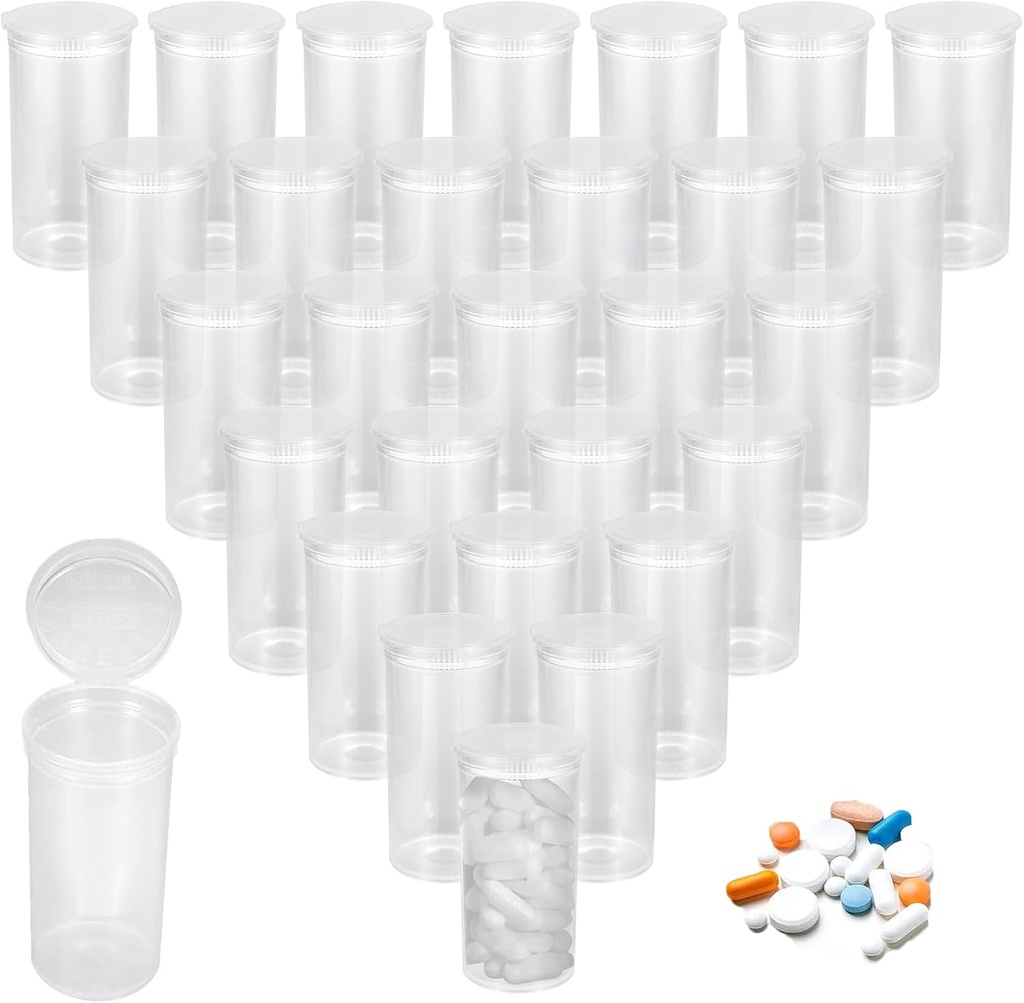 100Stuks Plastic Lege Prescription Flacon, 13 Dram pil flessen, waterdichte luchtdichte Joint pil flessen met Pop Top Caps Medicine Container voor pillen, ambachten, snoep, supplementen en meer