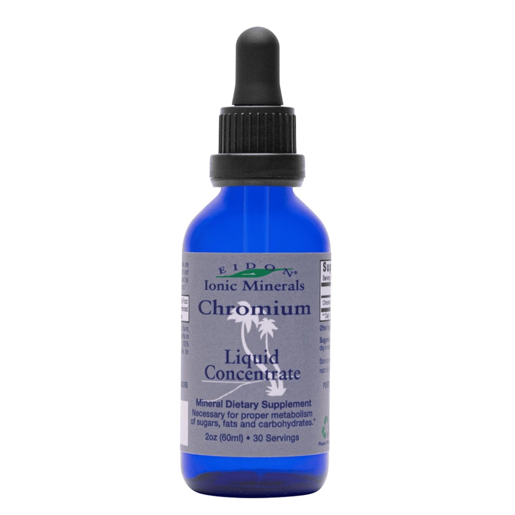 Eidon Ionische Mineralen Liquid Chroom Concentraat - Ionische Chroom Supplement Drops, Ondersteunt stabiele energieniveaus, all-natural, geen suiker toegevoegd, geen conserveringsmiddelen of additieven - 2 oz