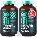 WILD BRANDSTOF Essentiële Aminozuren Supplement voor vrouwen en mannen - Alle 9 BCAA's Aminozuur Complex for Power and Recovery - EAA Lysine, Tryptofaan, Isoleucine - 2 Pack 240 Vegan BCAA Capsules