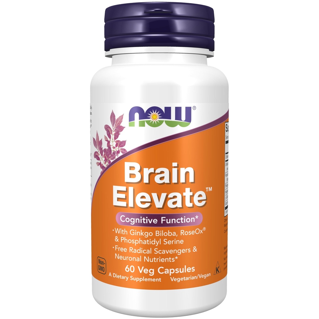 NU voedingssupplementen, Brain ElevateTM, met Ginkgo Biloba, RoseOx® en Fosfatidyl Serine, 60 Veg Capsules