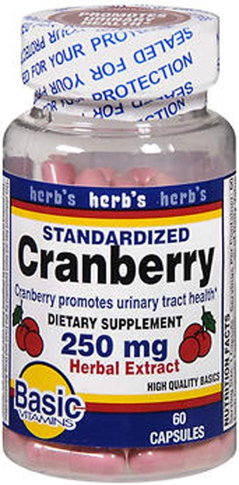 Basisvitaminen Cranberry 250 mg Kruidenextract Capsules - 60 st., Verpakking van 2