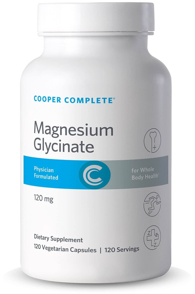 Cooper Complete-Magnesium Glycinate Supplement - 120 mg Elemental Magnesium per Vegetarian Capsule.120 Capsules. Verpakking van 1