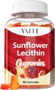Zonnebloemlecithin Gummies 800mg - Veganistisch, niet-GMO, sojavrij & Glutenvrij - Ondersteunt dagelijkse voeding, gemakkelijk te graven kauwen voor volwassenen, borstvoeding supplement, natuurlijke wellness ondersteuning - 60 Vegan Gummy