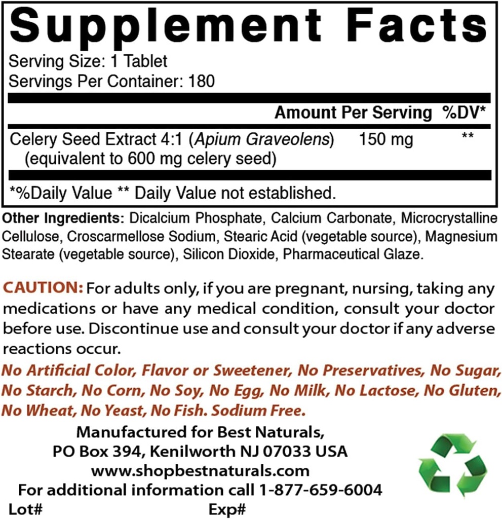 Best Naturals Selderijzaad 600 Mg & Alpha Lipoïnezuur 600 mg